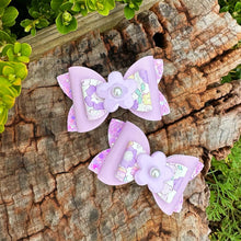 Load image into Gallery viewer, Reversed Purple Floral Embellished Mini Imogen Bows