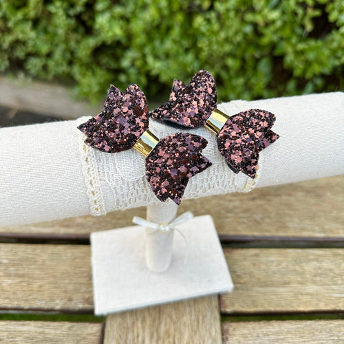 Baby Dolly Classic Glitter Bows// Chocolate