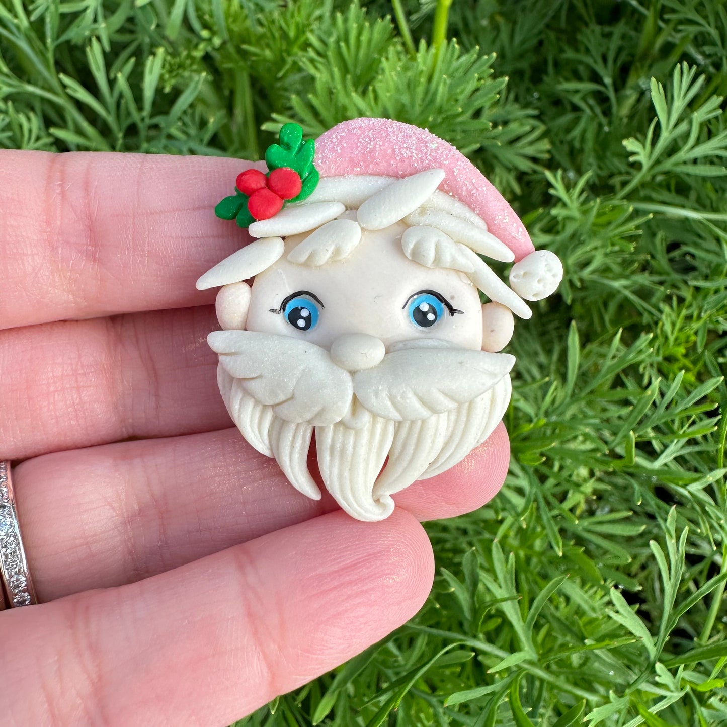 Custom Pink Santa Clay Bow