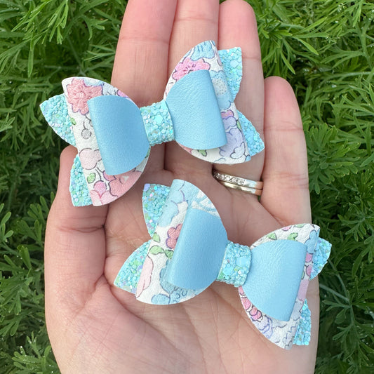 Lighter Blue Floral Mini Imogen Bows