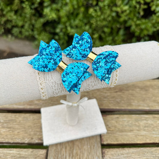 Baby Dolly Classic Glitter Bows// Turquoise