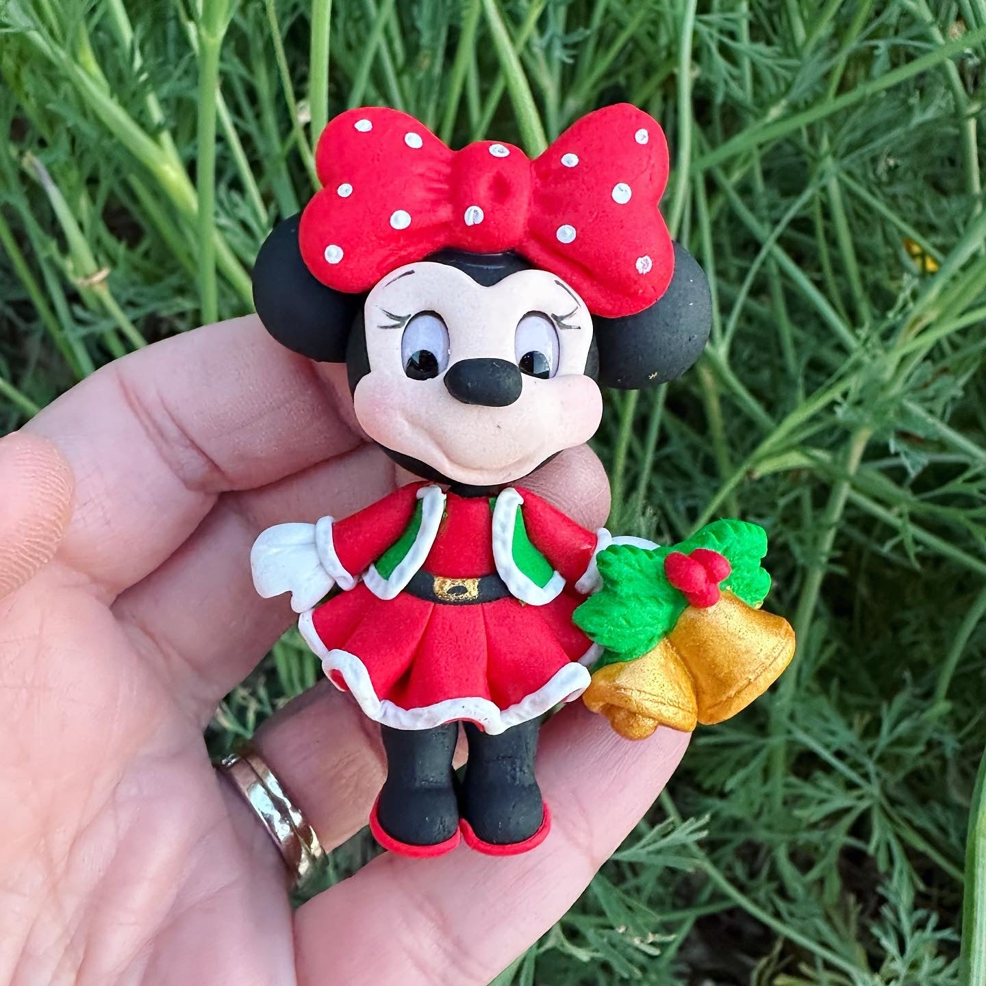 Custom Mouse with Bells Clay Bow