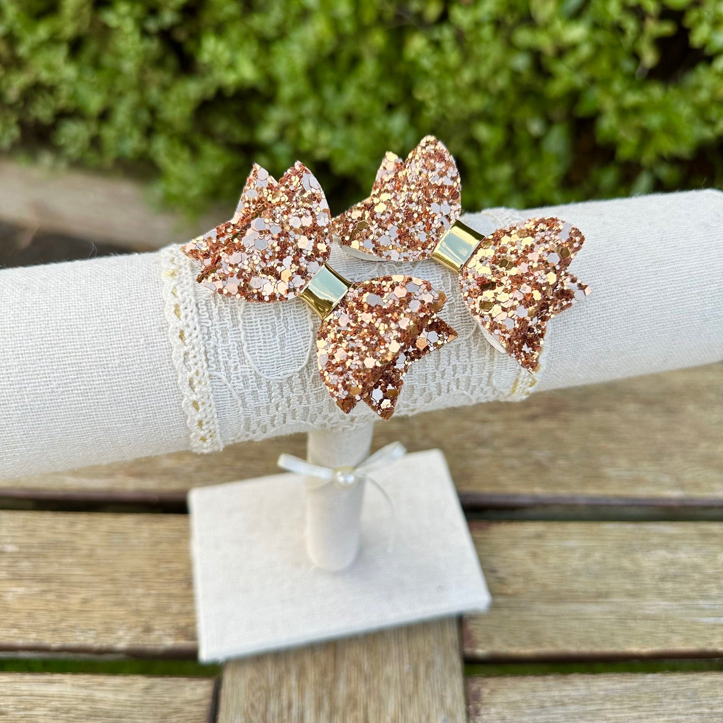 Baby Dolly Classic Glitter Bows// Copper