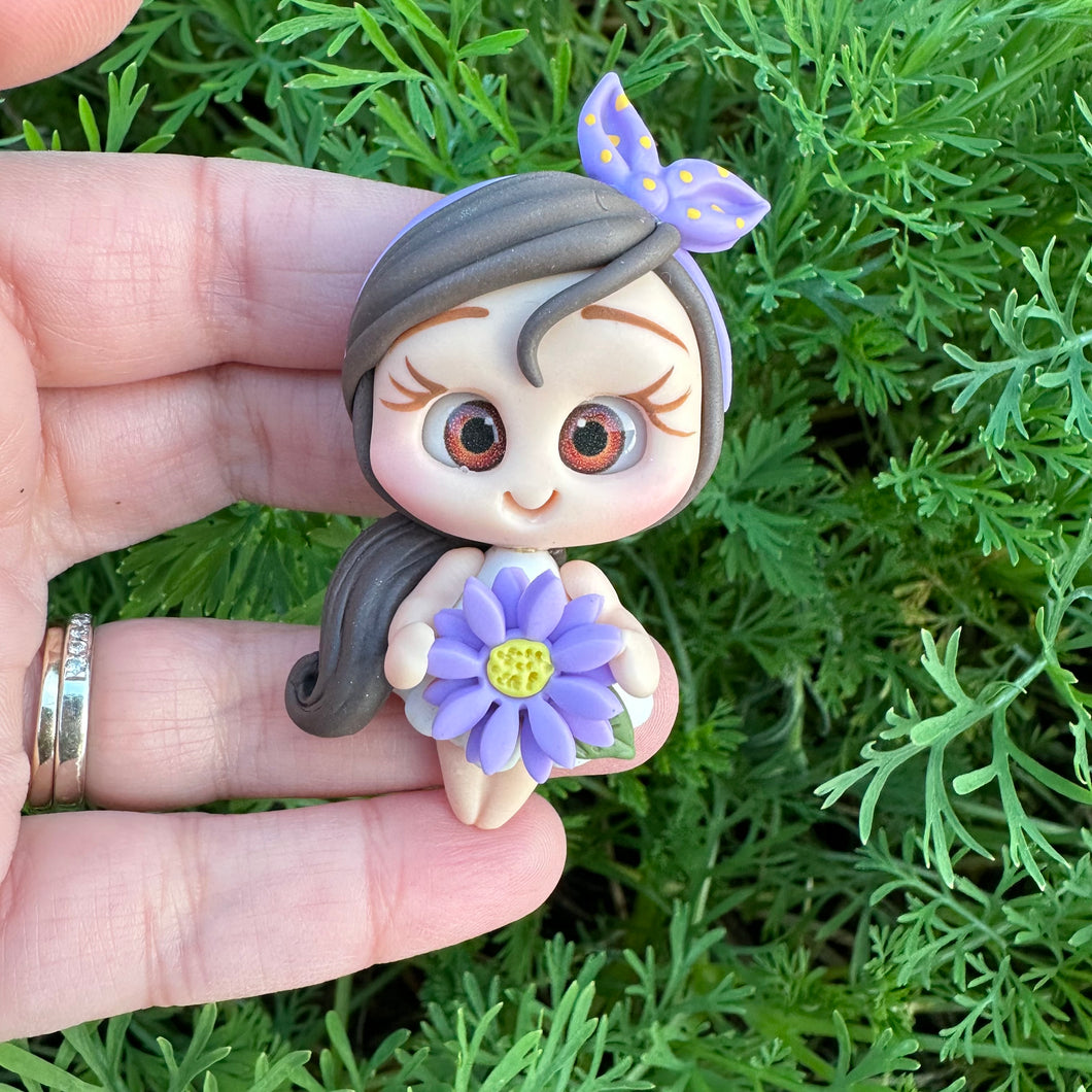 Custom Floral Girl Clay Bow