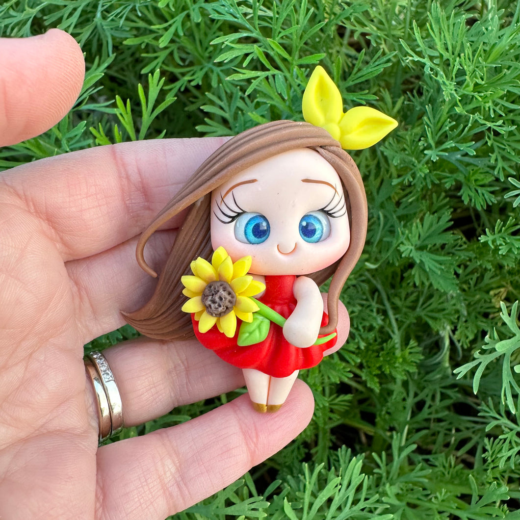 Custom Sunflower Girl Clay Bow