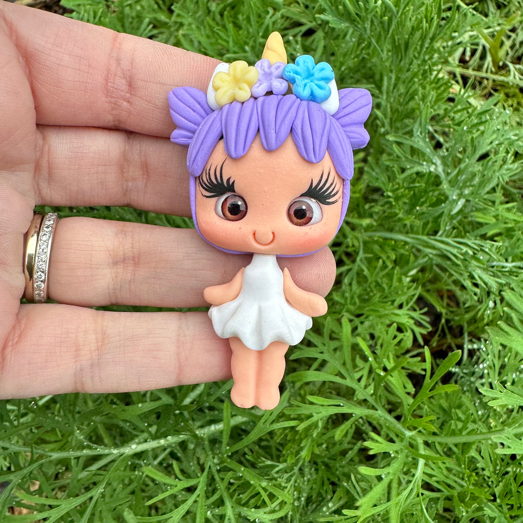 Custom Floral Girl Clay Bow