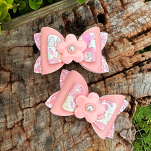 Load image into Gallery viewer, Reversed Peach Pink Floral Embellished Mini Imogen Bows