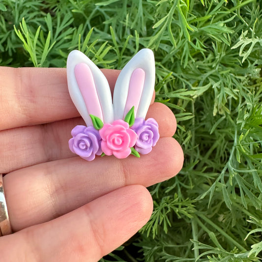 Custom Floral Bunny Ears Clay Bow