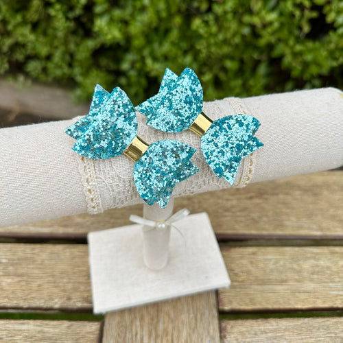 Baby Dolly Classic Glitter Bows// Icy Blue