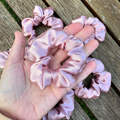 Deluxe Satin Scrunchie (Mini)// Opal Pink