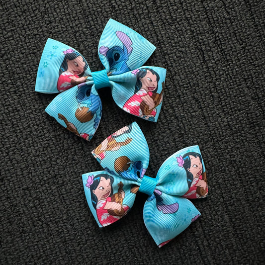 Stitch Ribbon Bow Piggy Clips