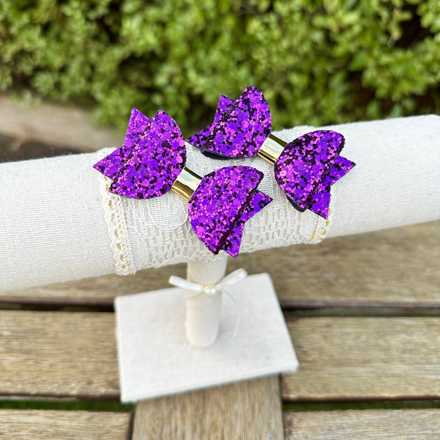 Baby Dolly Classic Glitter Bows// Grape