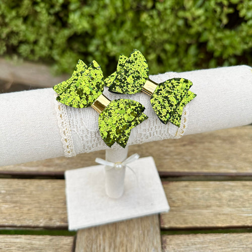 Baby Dolly Classic Glitter Bows// Olive