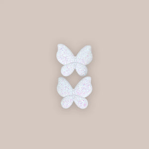 Pigtail Clips// Petite Opal Glitter Butterfly