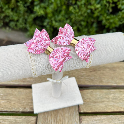 Baby Dolly Classic Glitter Bows// Pink