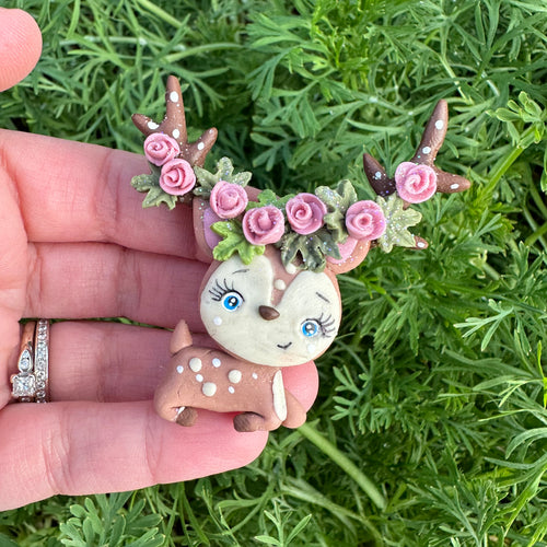 Custom Floral Deer Clay Bow