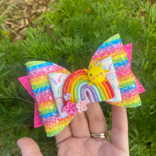 Happy Rainbow Large Dolly Clay bow