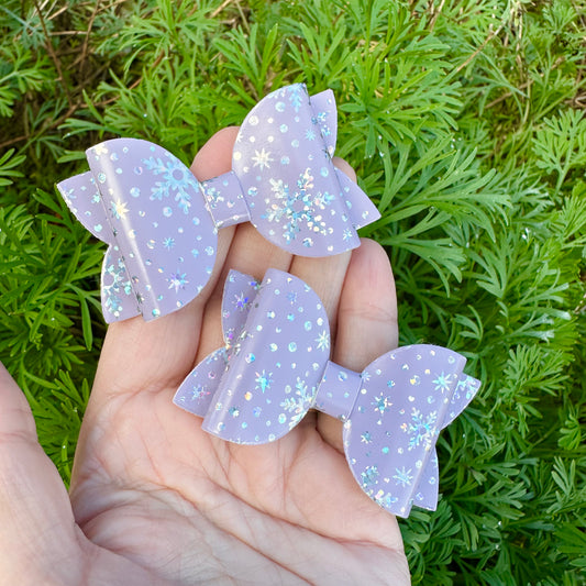 Purple Iridescent Snowflake Mini Beauty Bows