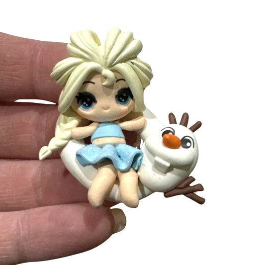 Snowman Princess Custom Clay Bow