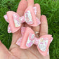 Reversed Peach Pink Floral Mini Imogen Bows