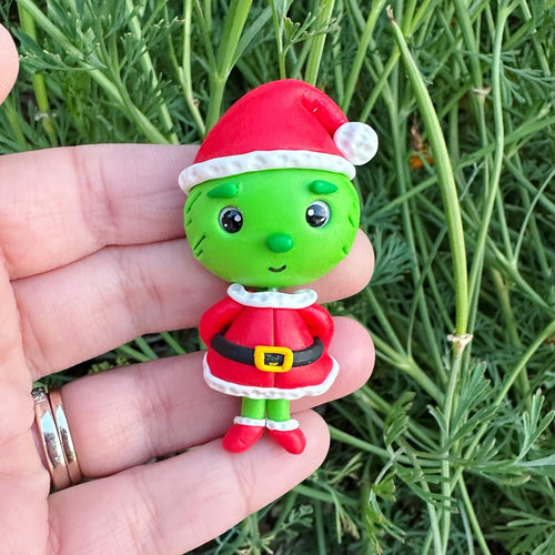 Custom Grinch Santa Suit Clay Bow