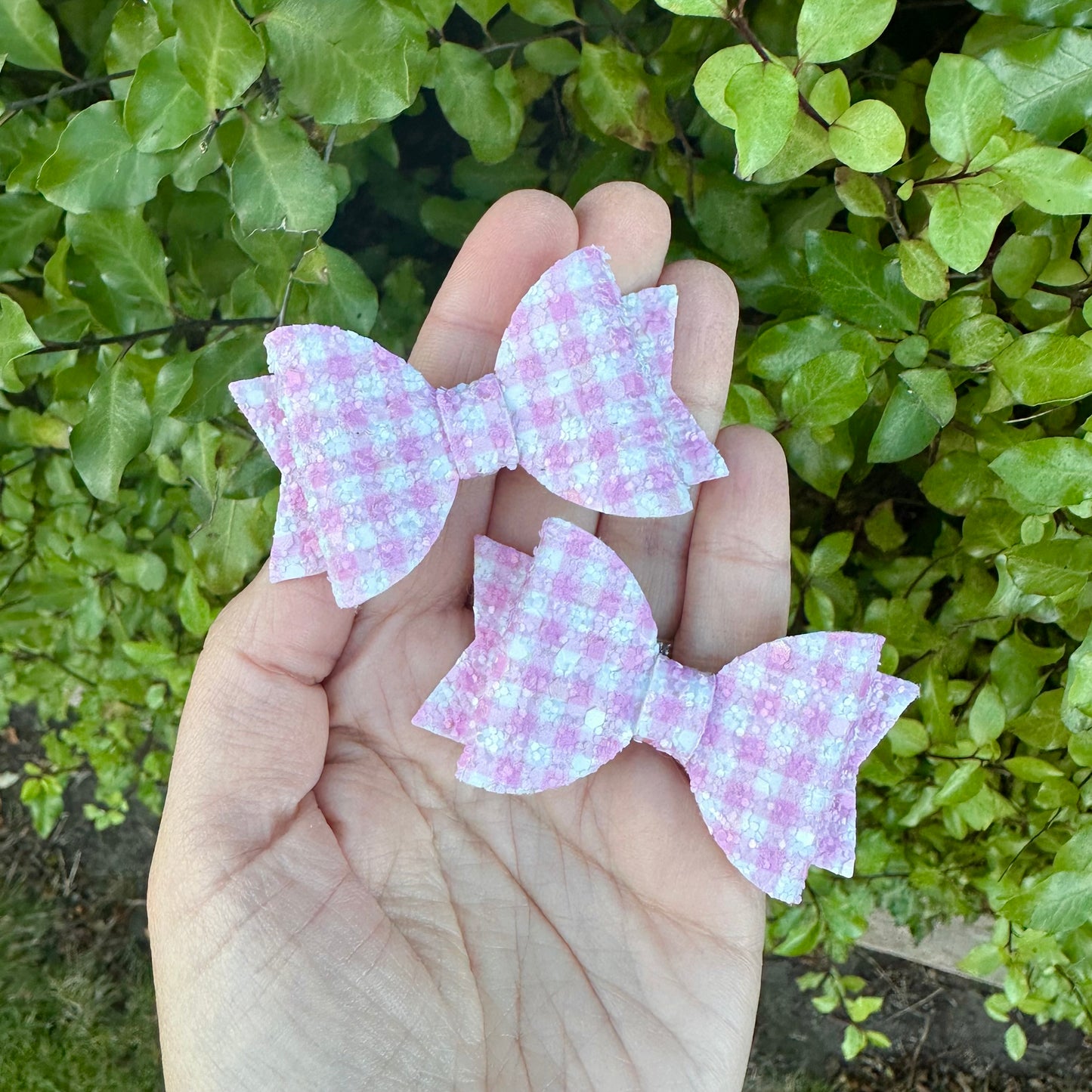 Baby Dolly Bows// Pink Gingham Glitter