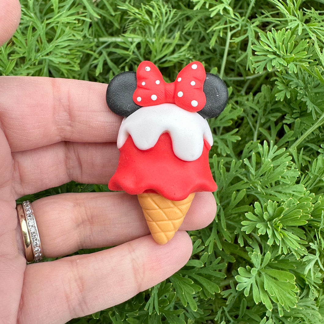 Custom Character Mouse Ice Cream Clay Bow