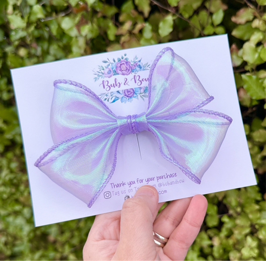 Purple Holo Organza Ribbon Bow