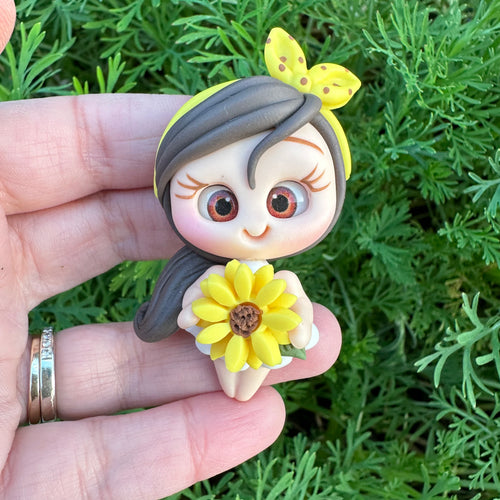 Custom Floral Girl Clay Bow