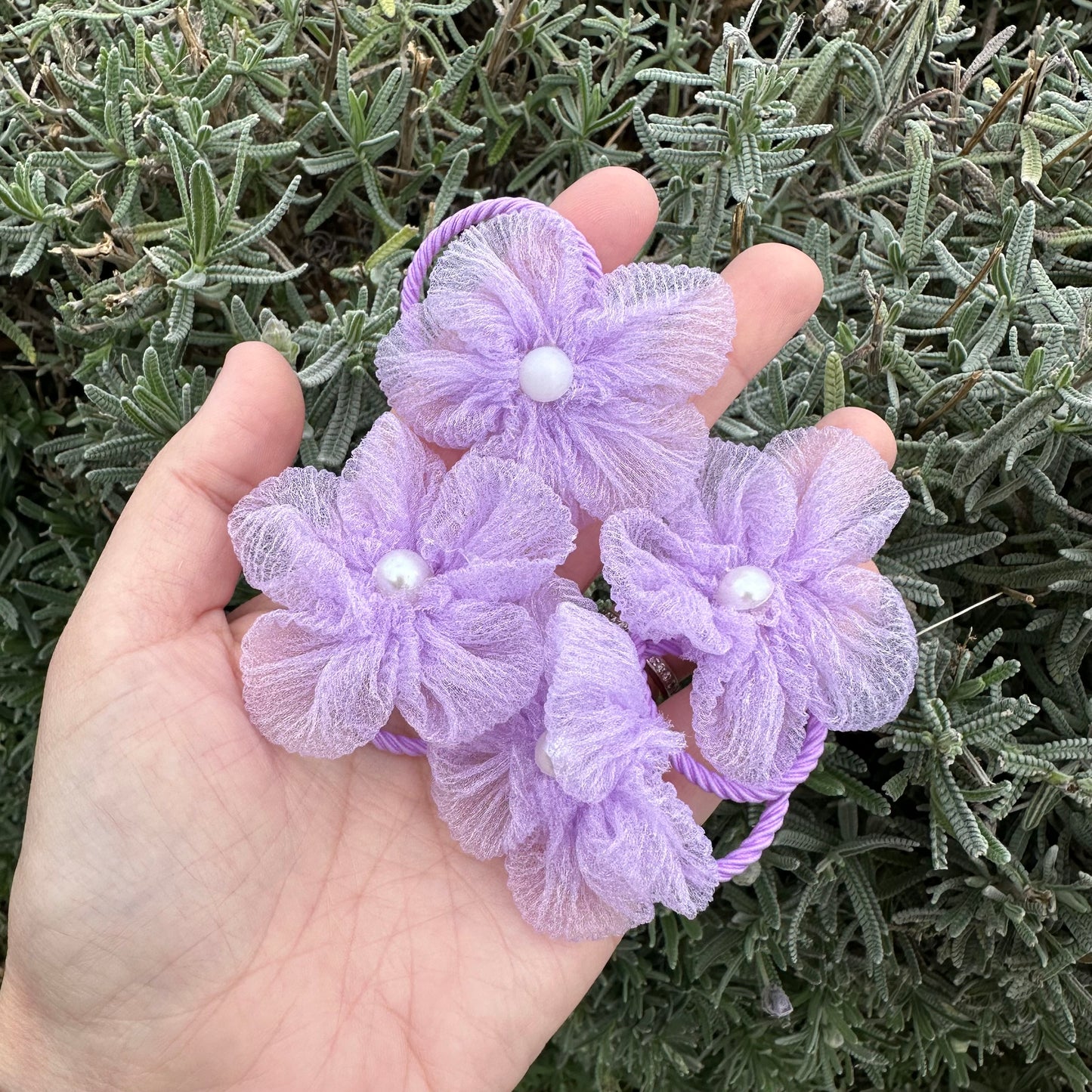 Purple Flower Hair Ties (each)