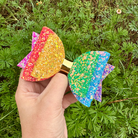 Rainbow Sparkle Large Dolly bow