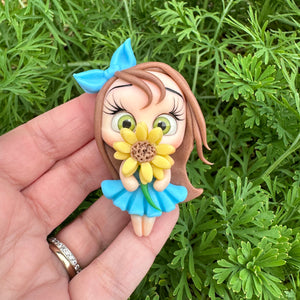 Custom Floral Girl Clay Bow