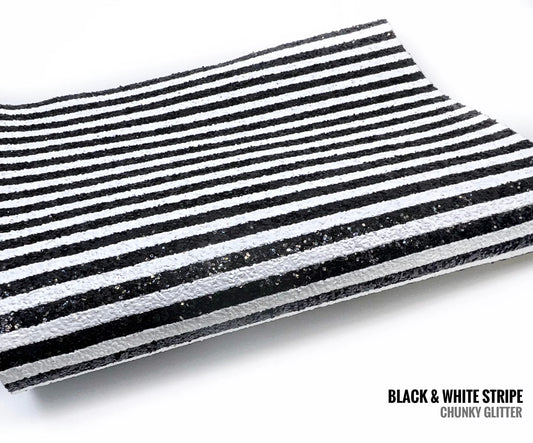 Black & White Striped Glitter