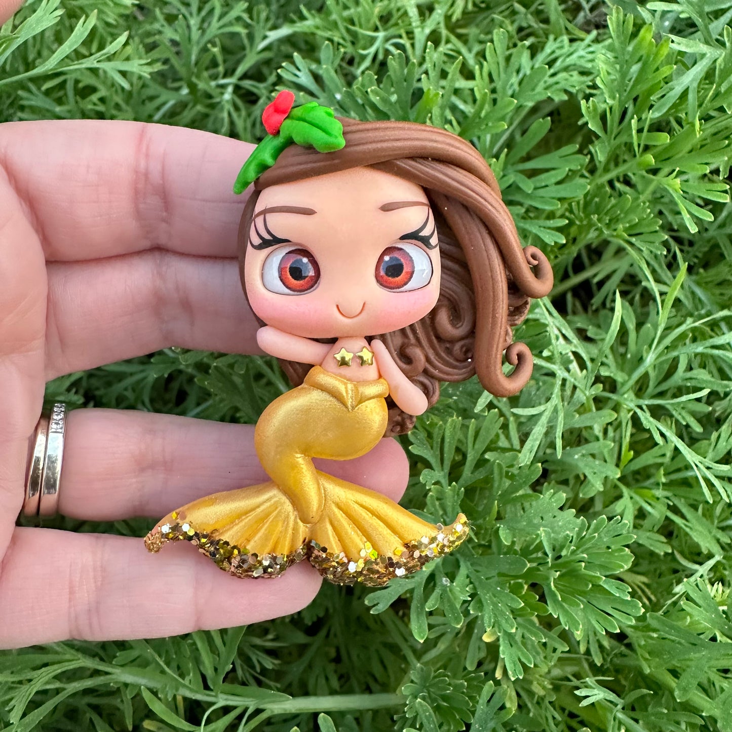 Custom Christmas Mermaid Clay Bow