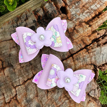 Load image into Gallery viewer, Reversed Purple Floral Embellished Mini Imogen Bows