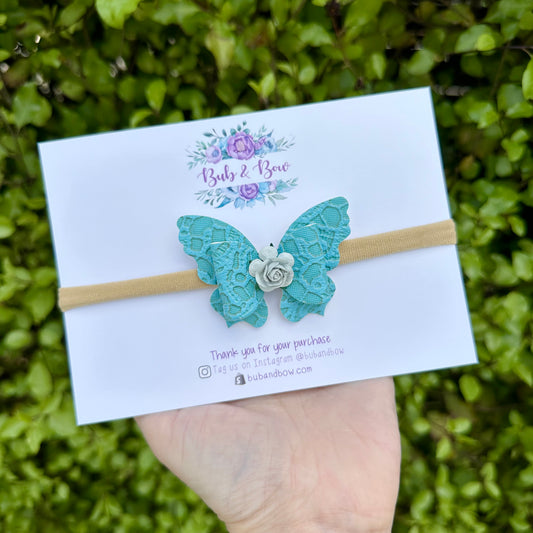 Blue Lace Butterfly Bow