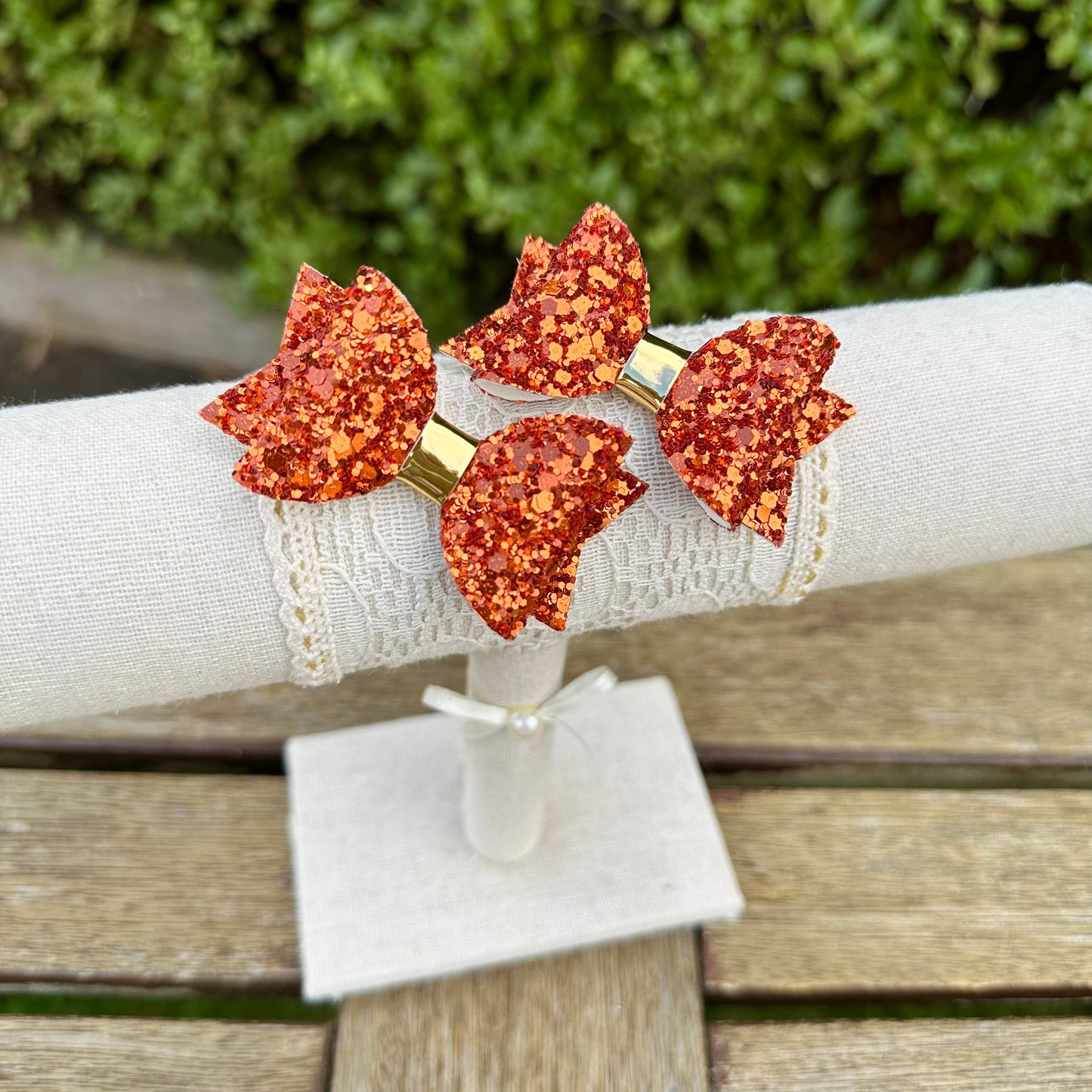 Baby Dolly Classic Glitter Bows// Burnt Orange