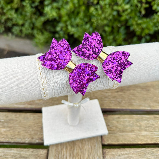 Baby Dolly Classic Glitter Bows// Purple