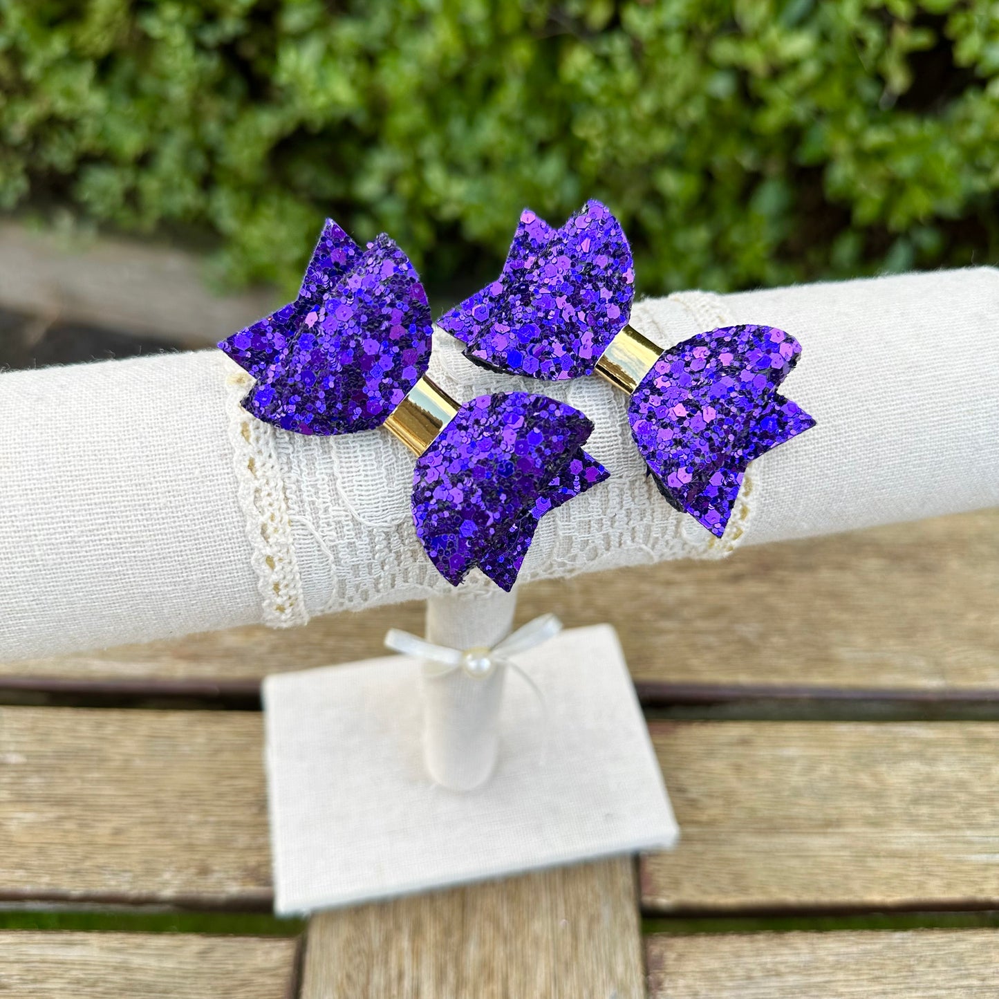 Baby Dolly Classic Glitter Bows// Royal Purple