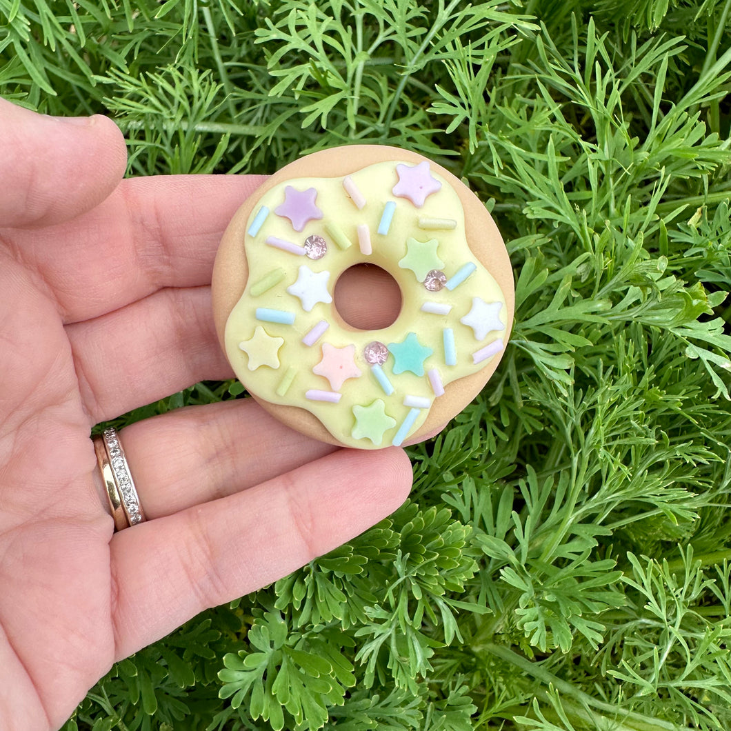 Custom Yellow Donut Clay Bow