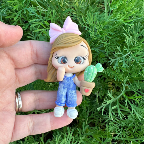 Custom Cactus Girl Clay Bow