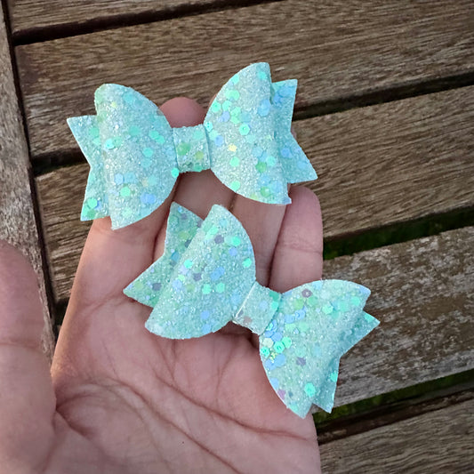 Baby Dolly Bows// Mint Sprinkles Glitter