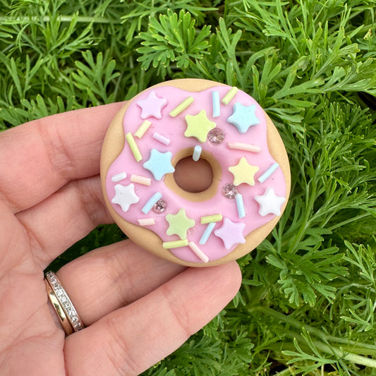 Custom Pink Donut Clay Bow