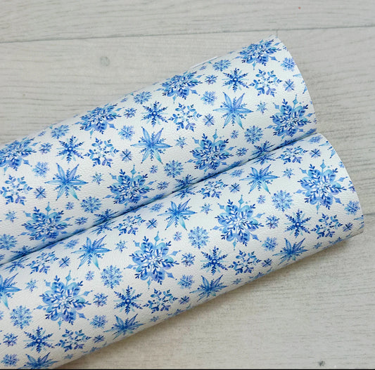 Blue Snowflakes Leatherette