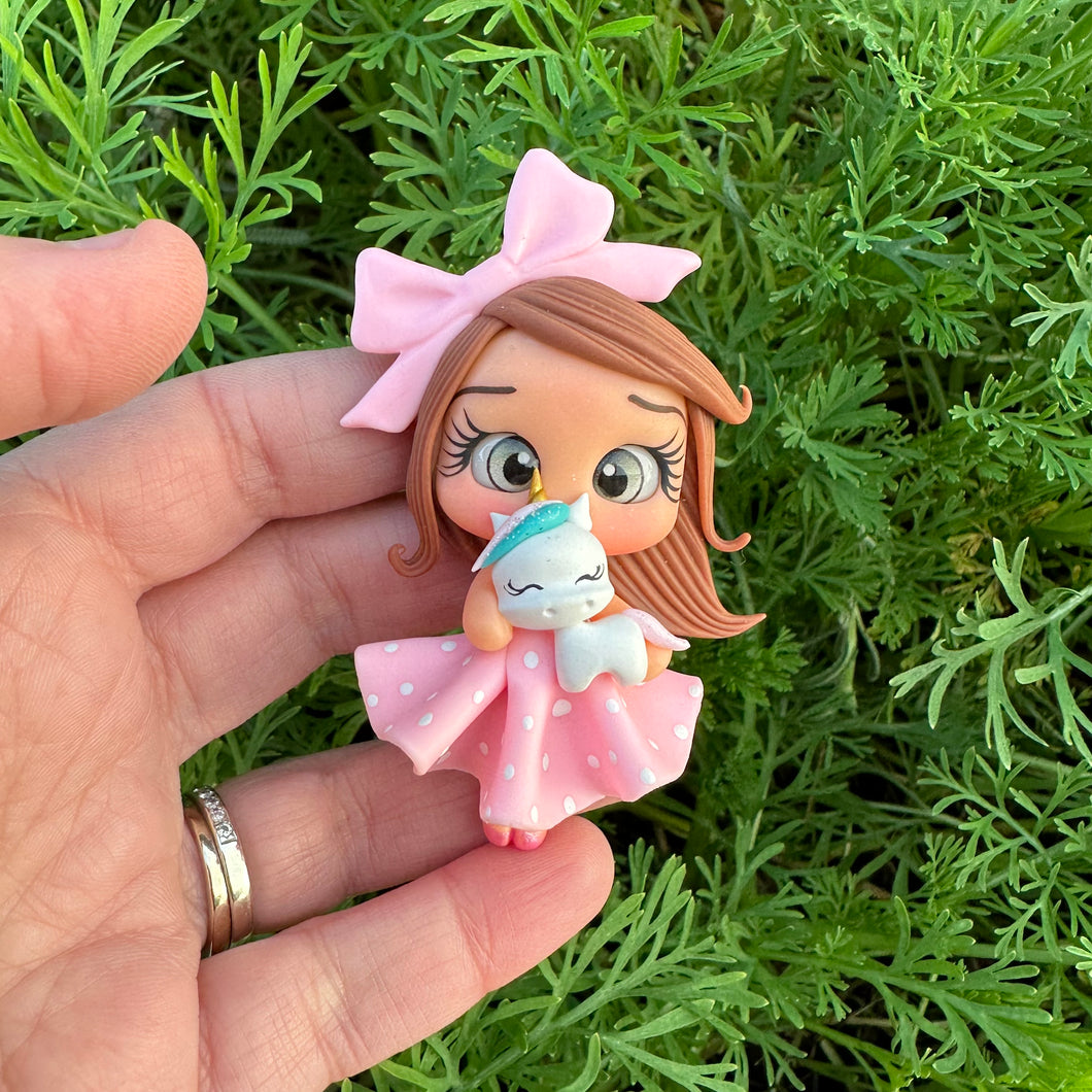 Custom Unicorn Girl Clay Bow