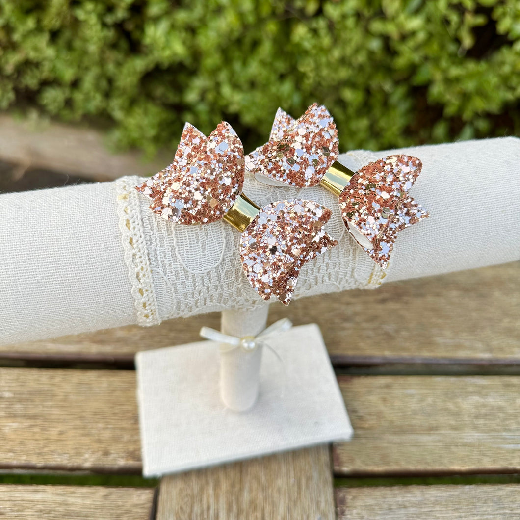 Baby Dolly Classic Glitter Bows// Rose Gold