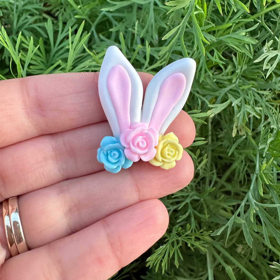 Custom Floral Bunny Ears Clay Bow