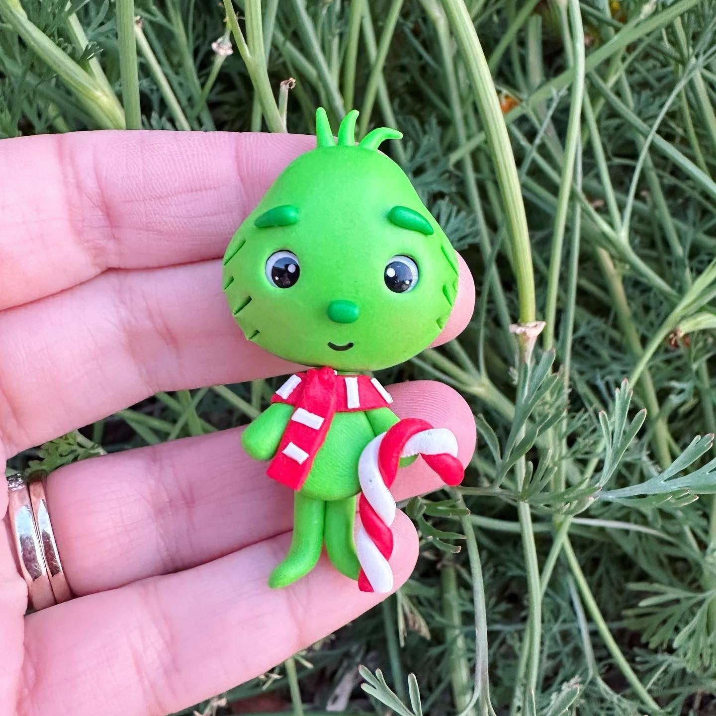 Custom Grinch Candy Cane Clay Bow