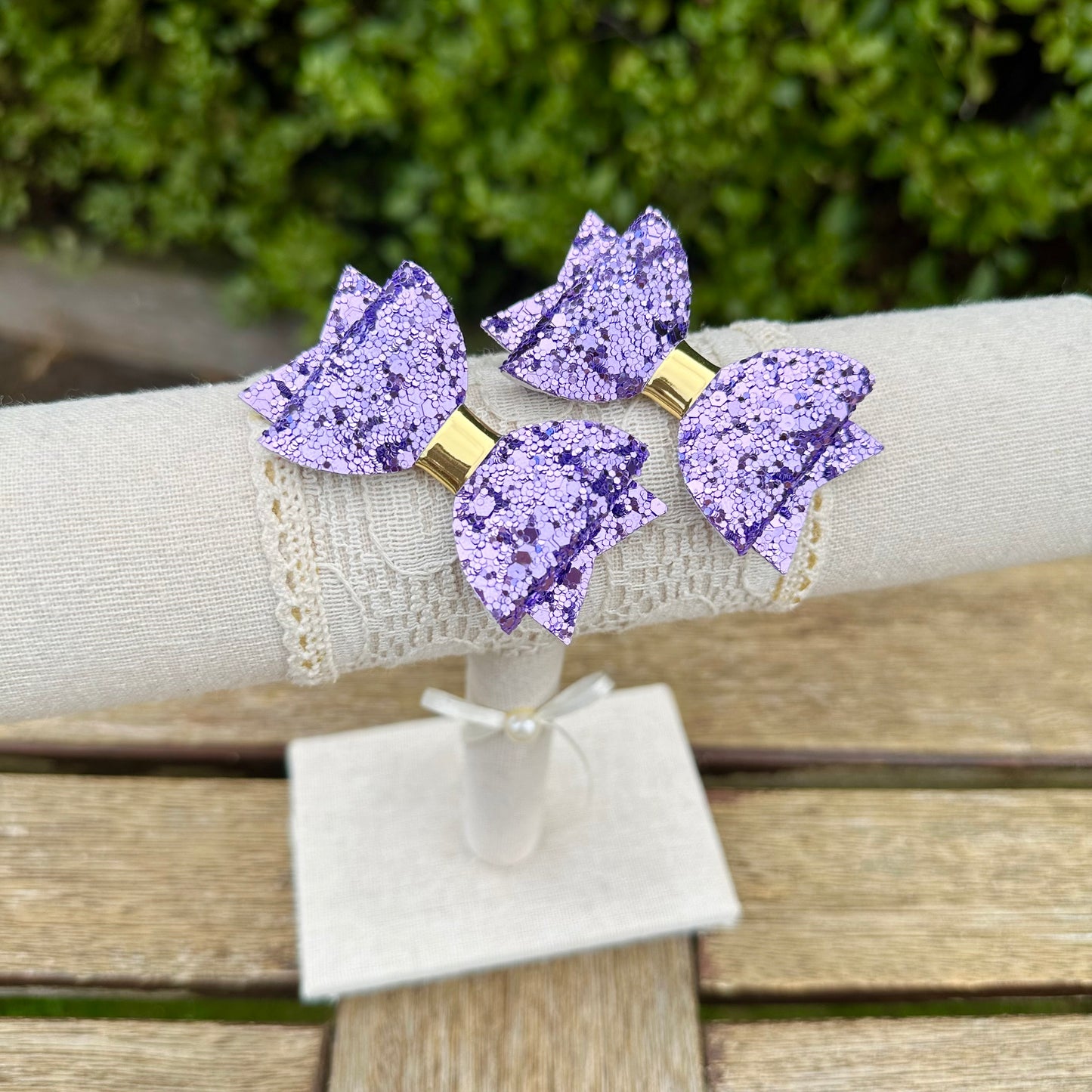 Baby Dolly Classic Glitter Bows// Light Purple