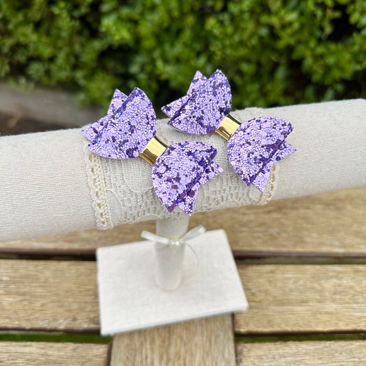 Baby Dolly Classic Glitter Bows// Light Purple